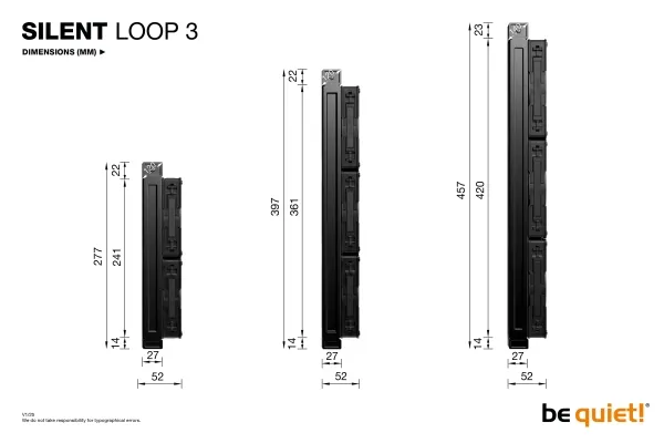 be quiet! Silent Loop 3 - Processor-køler - Radiatorstørrelse: 360 mm - (for: LGA1150, LGA1151, LGA1155, LGA1200, LGA1700, LGA1851, AM4, AM5, TR4, TR5) - kobberbase og nikkelbelagt aluminiumsblæsere - 120 mm - sort