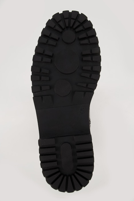 Lederstiefel, XL-Schaft, Kroko-Prägung, Plateausohle, Weite H