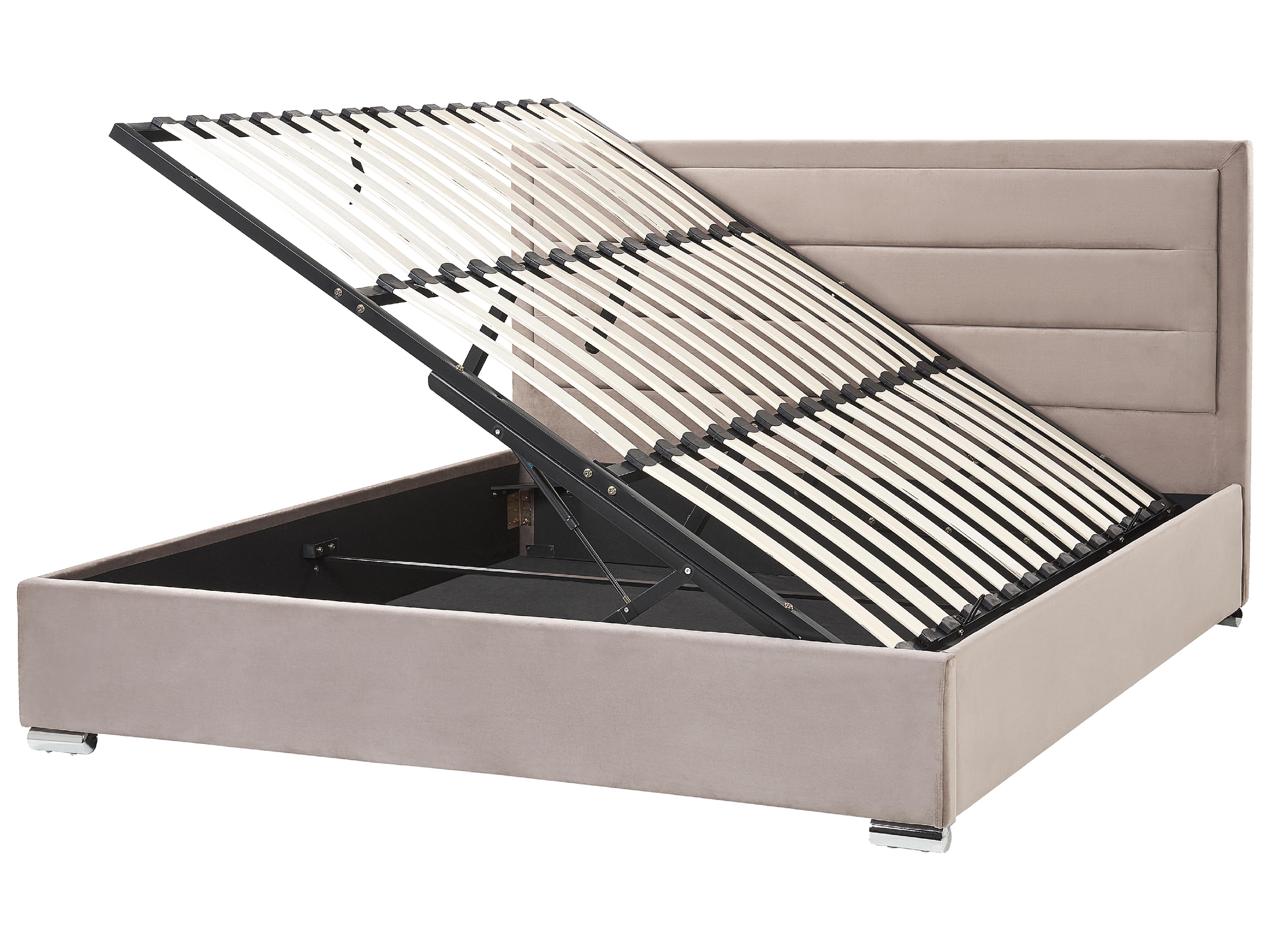 Bed met opbergruimte Fluweel ROUEN 180 x 200 cm Taupe