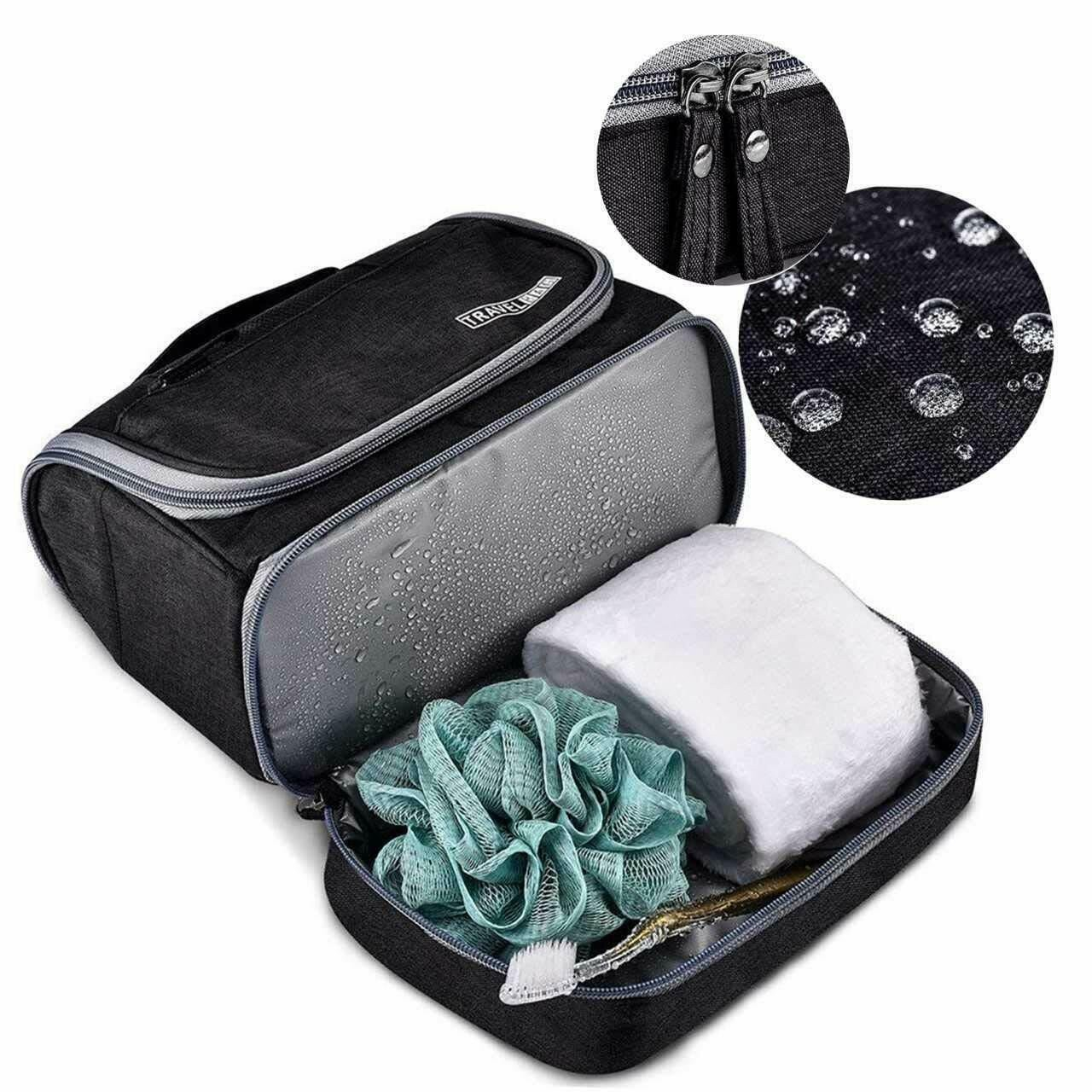 (25x13x21cm) Reise Kosmetik Make Up Tasche Necessaire Organizer Bag mit Reissverschluss - Blau