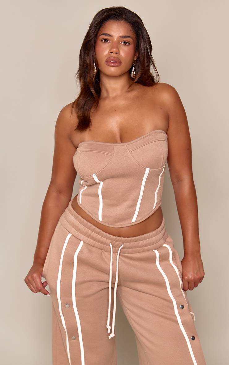 Taupe Haut Sweat Corset Structuré