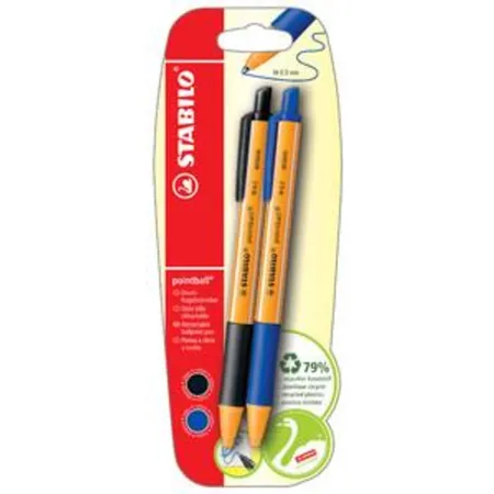 Druck-Kugelschreiber - STABILO pointball - 2er Pack - blau, schwarz