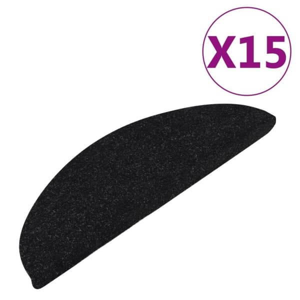 vidaXL Selvklebende trappematter 15 stk 65x22,5x3,5 cm svart