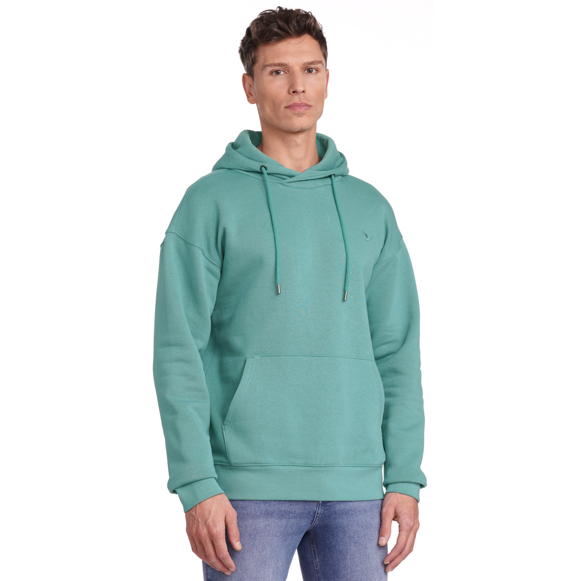 Jonas Nielsen Herren Hoodie mit kleiner Logo-Stickerei dunkelgrün