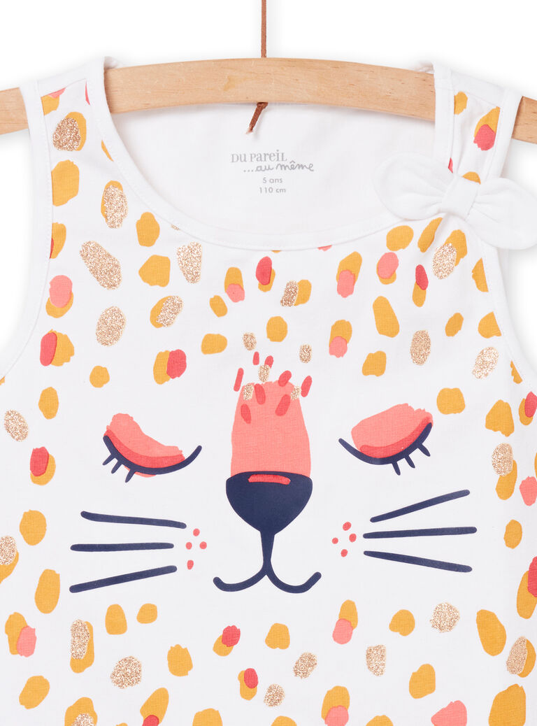 Ensemble pyjama blanc et orange léopard enfant fille