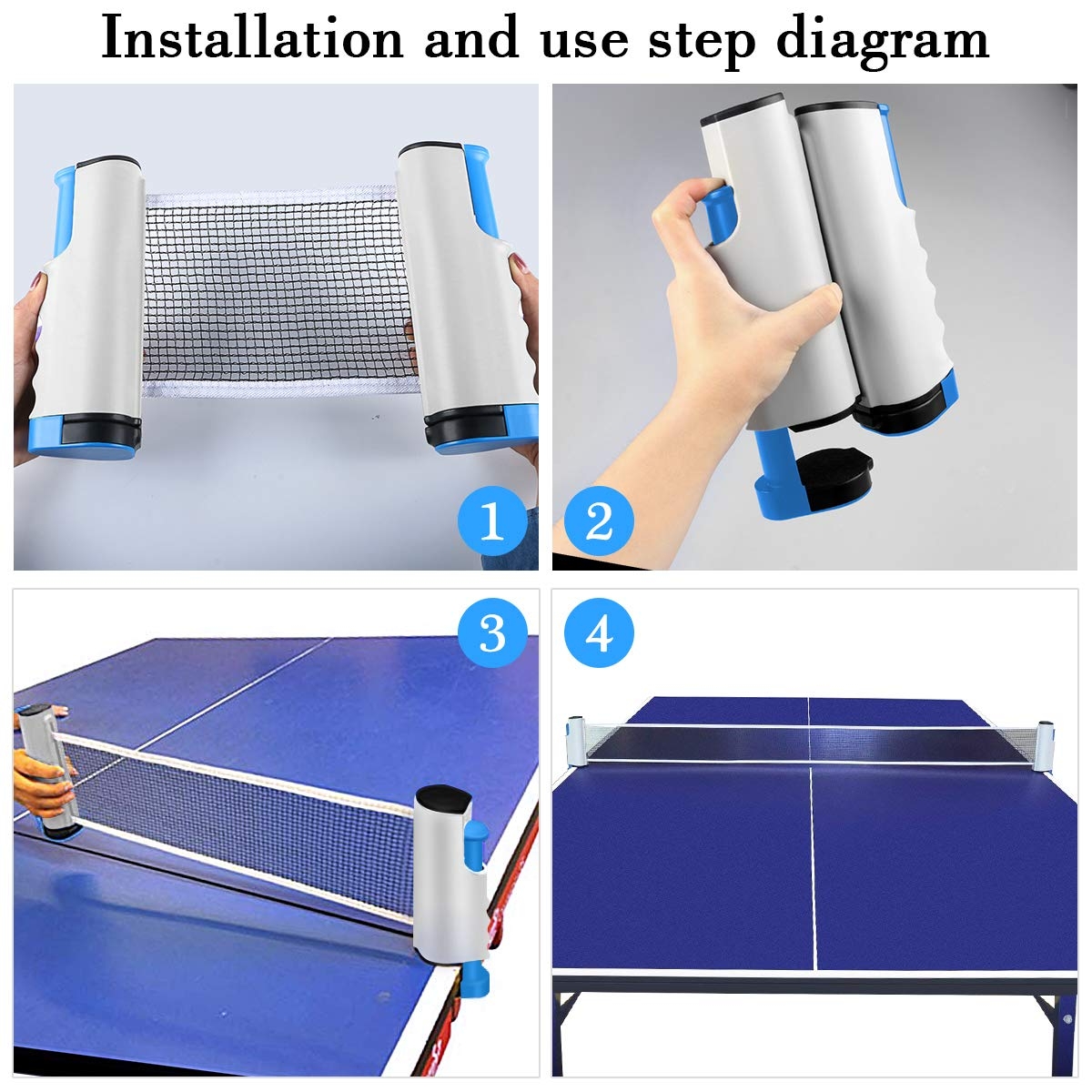 Tragbares Tischtennis Ping Pong Netz Ausziehbar bis zu 177 cm (Indoor/Outdoor)