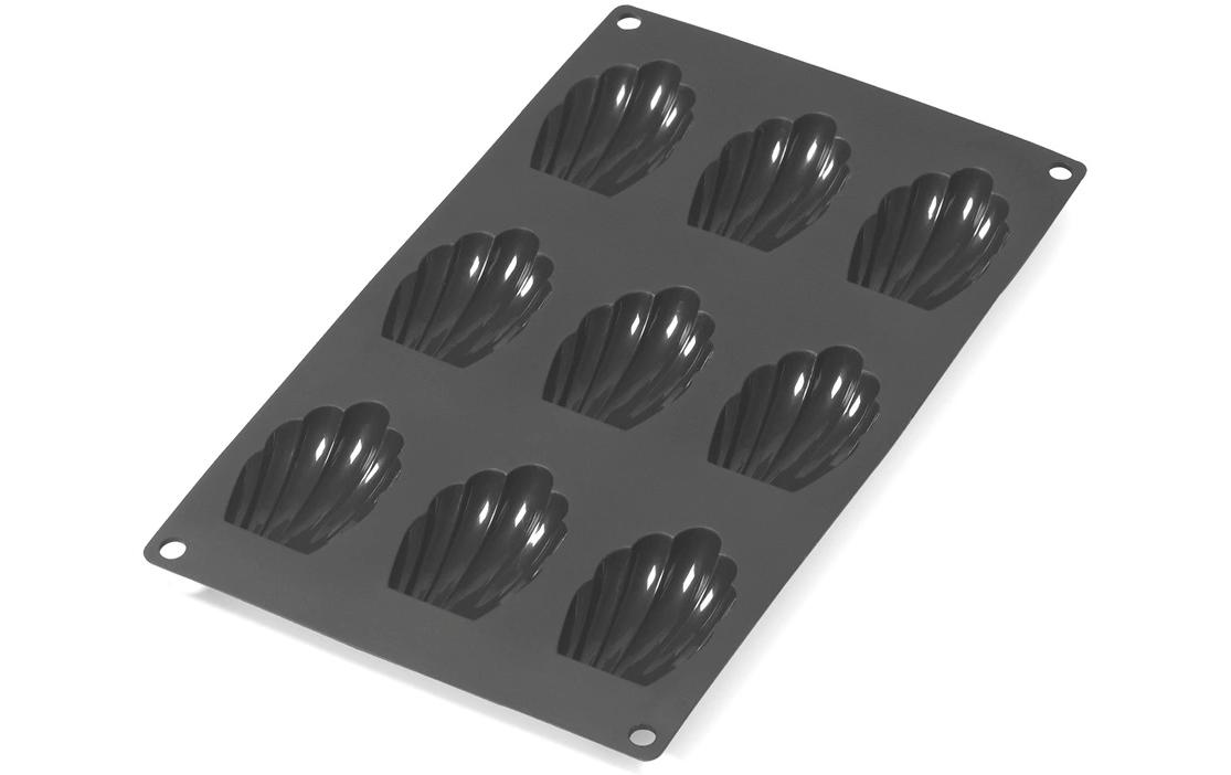 Madeleine-Backform Silikon, Schwarz, 9 MuldenMadeleines-Form