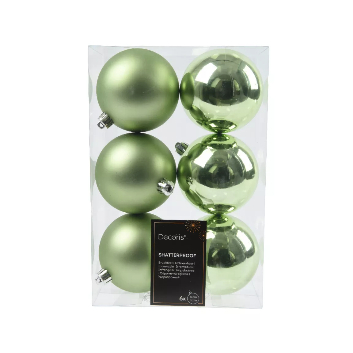 Lot de 6 boules de Noël (D80 mm) Alpine Thé vert