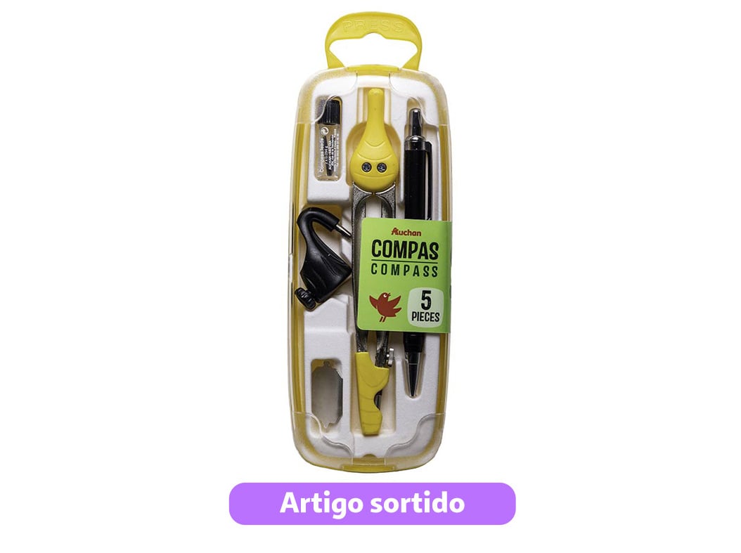 COMPASSO AUCHAN COM 5 PEÇAS CORES SORTIDAS
