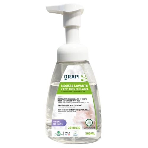 Mousse lavante 2 en 1 kids Orapi Ecolabel flacon de 300ml