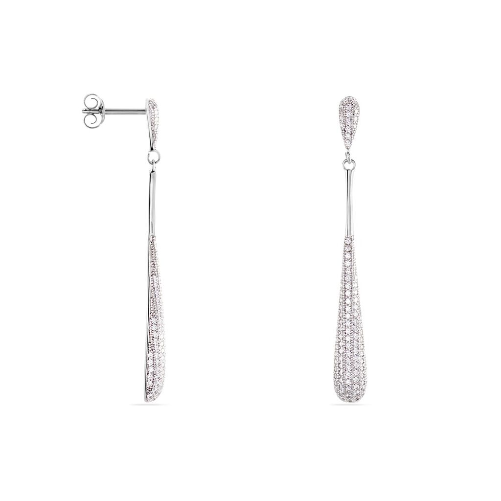 Boucles D'oreilles Pendantes Chandell Argent Blanc Oxyde De Zirconium
