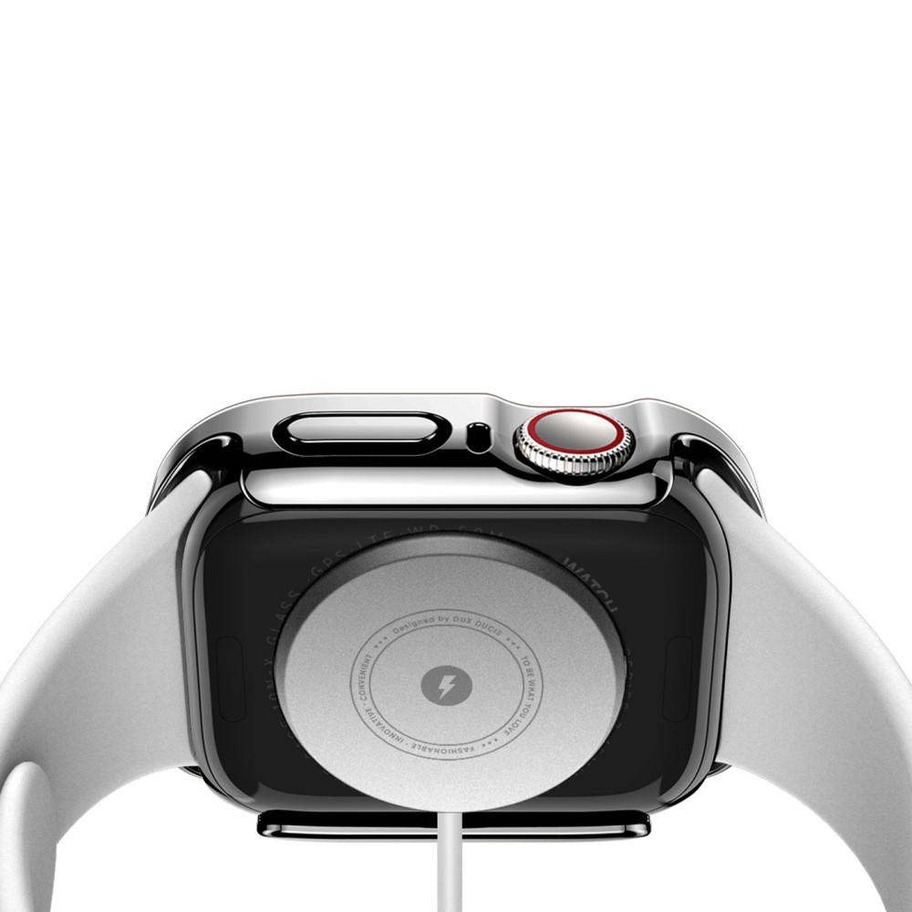 Apple Watch (45mm) Hardcase Bumper Hülle mit Galvanisiertem Rahmen   Display Schutzglas - Schwarz