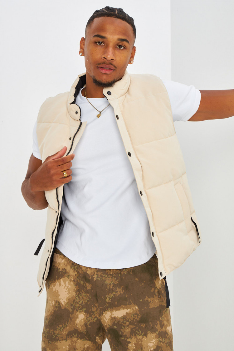 Doudoune sans manches beige
