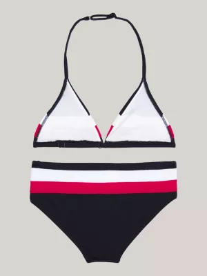 Conjunto de biquíni triangular com listras globais