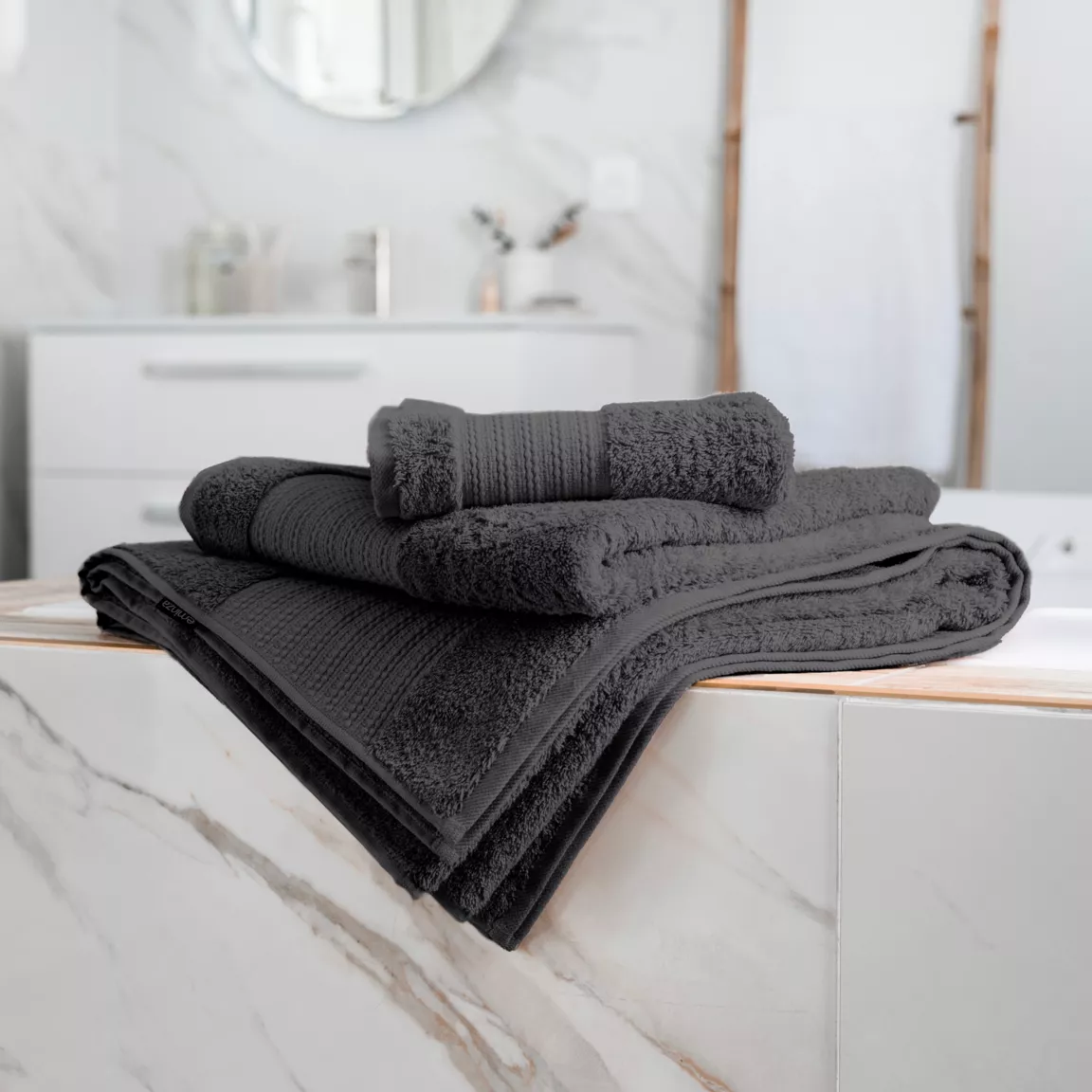 Serviette de bain coton bio (50 x 90 cm) Méline Gris orage