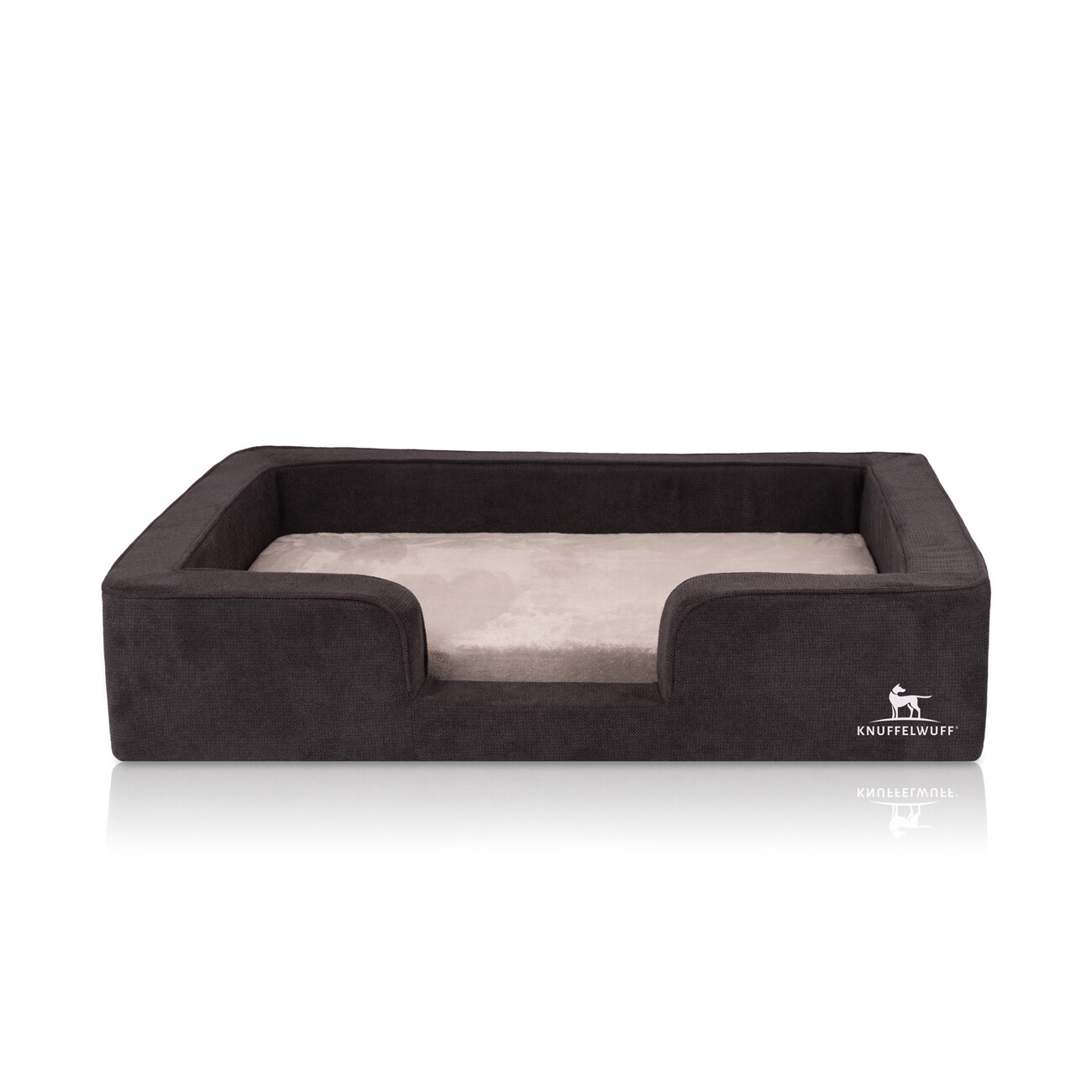 Knuffelwuff orthopädisches Hundebett mit Wendekissen aus Velours Bellamy schwarz M-L