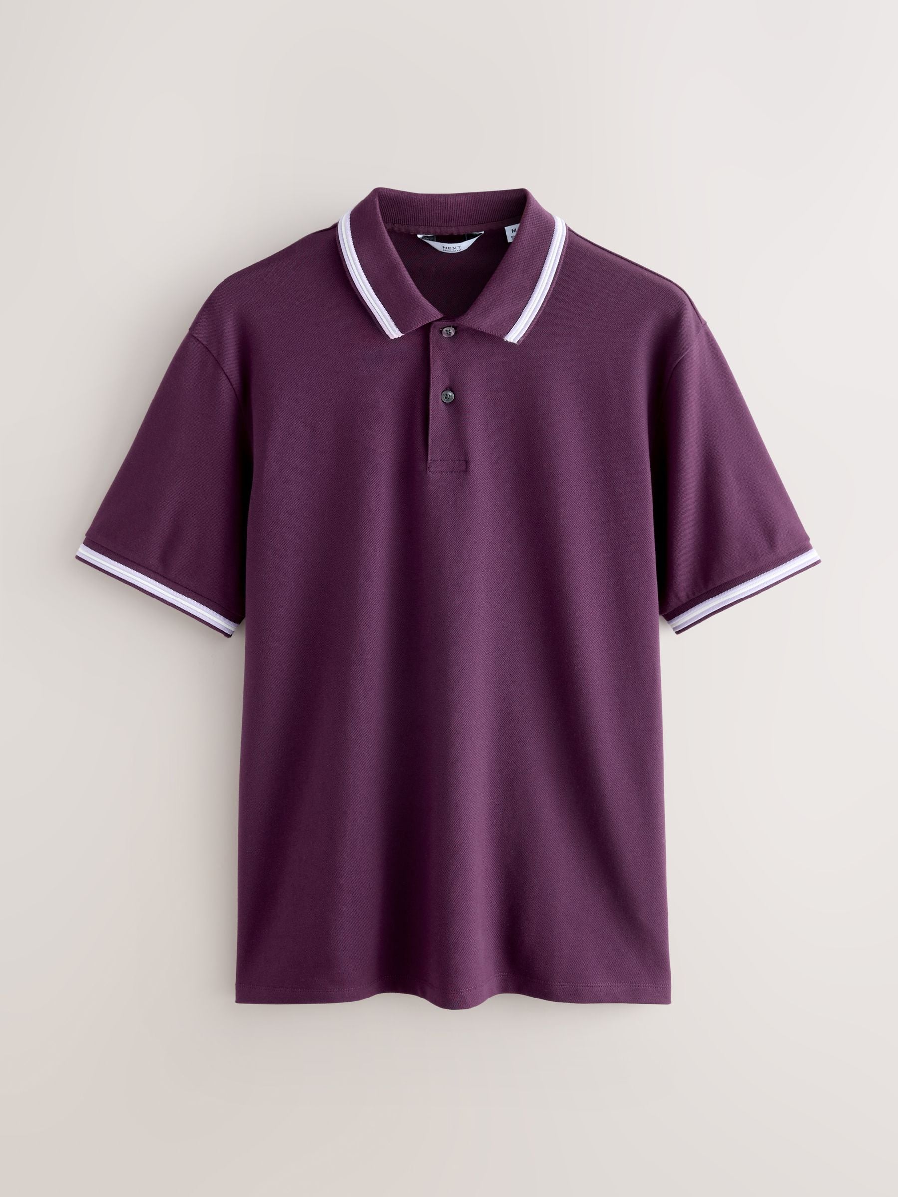 Paars - Regular fit poloshirt met korte mouwen en contrasterende randen