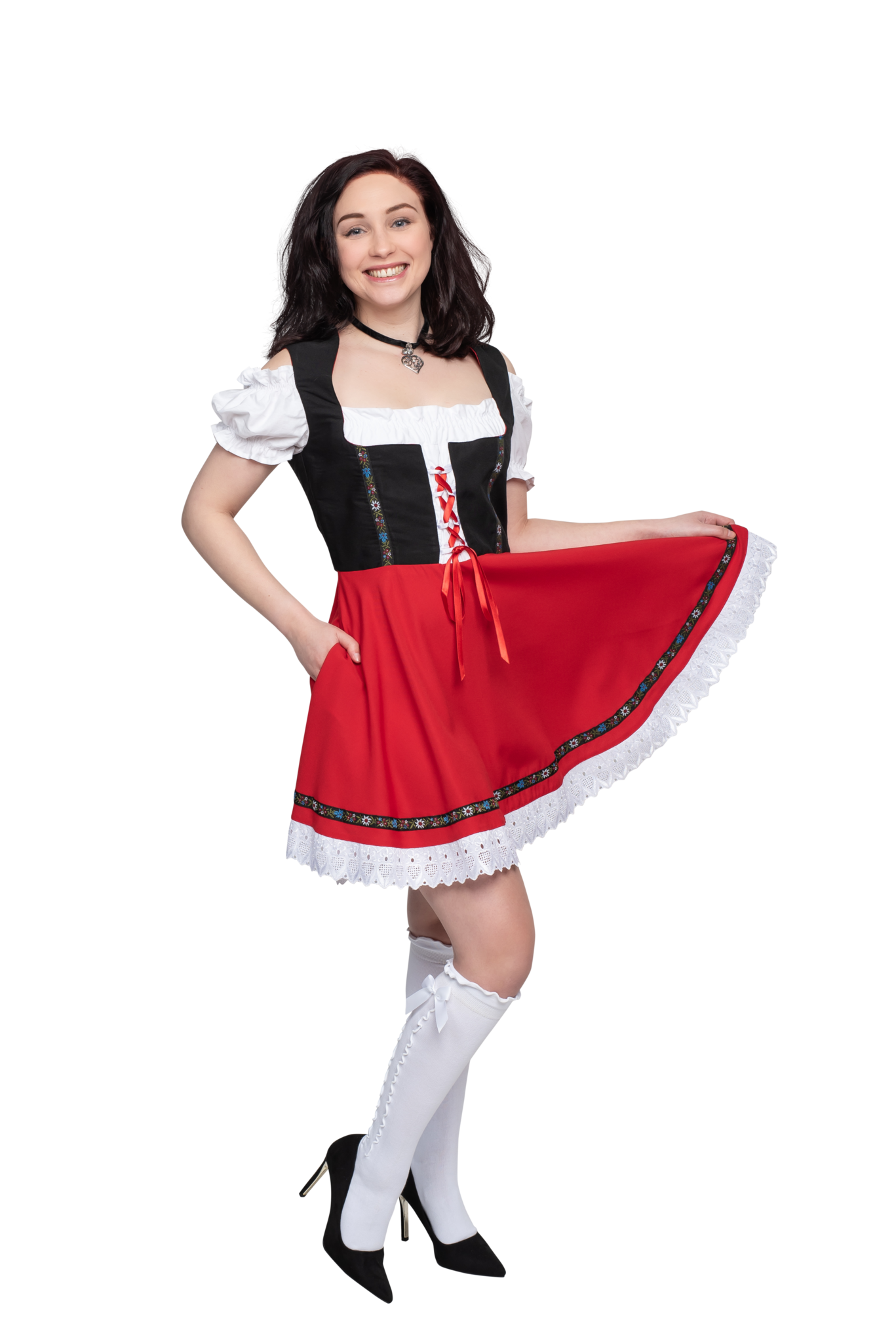 Oktoberfest Dirndl Jurk Oktoberfest Zwart Rood Dames
