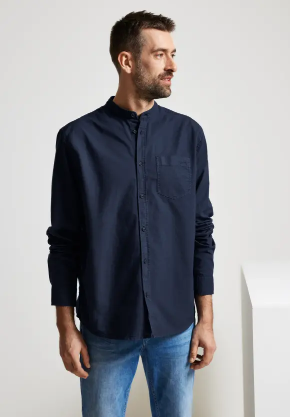 Hemd mit Stehkragen - night blue