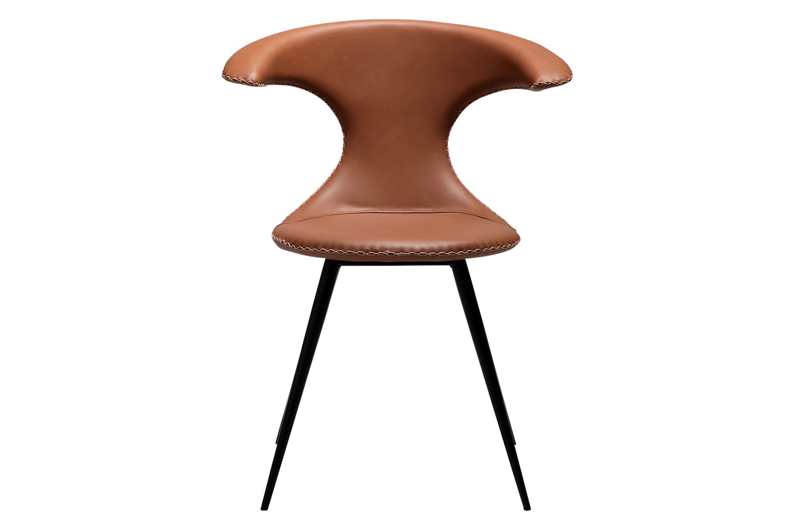 Flair spisestol PU Cognac Faux og sorte runde ben.
