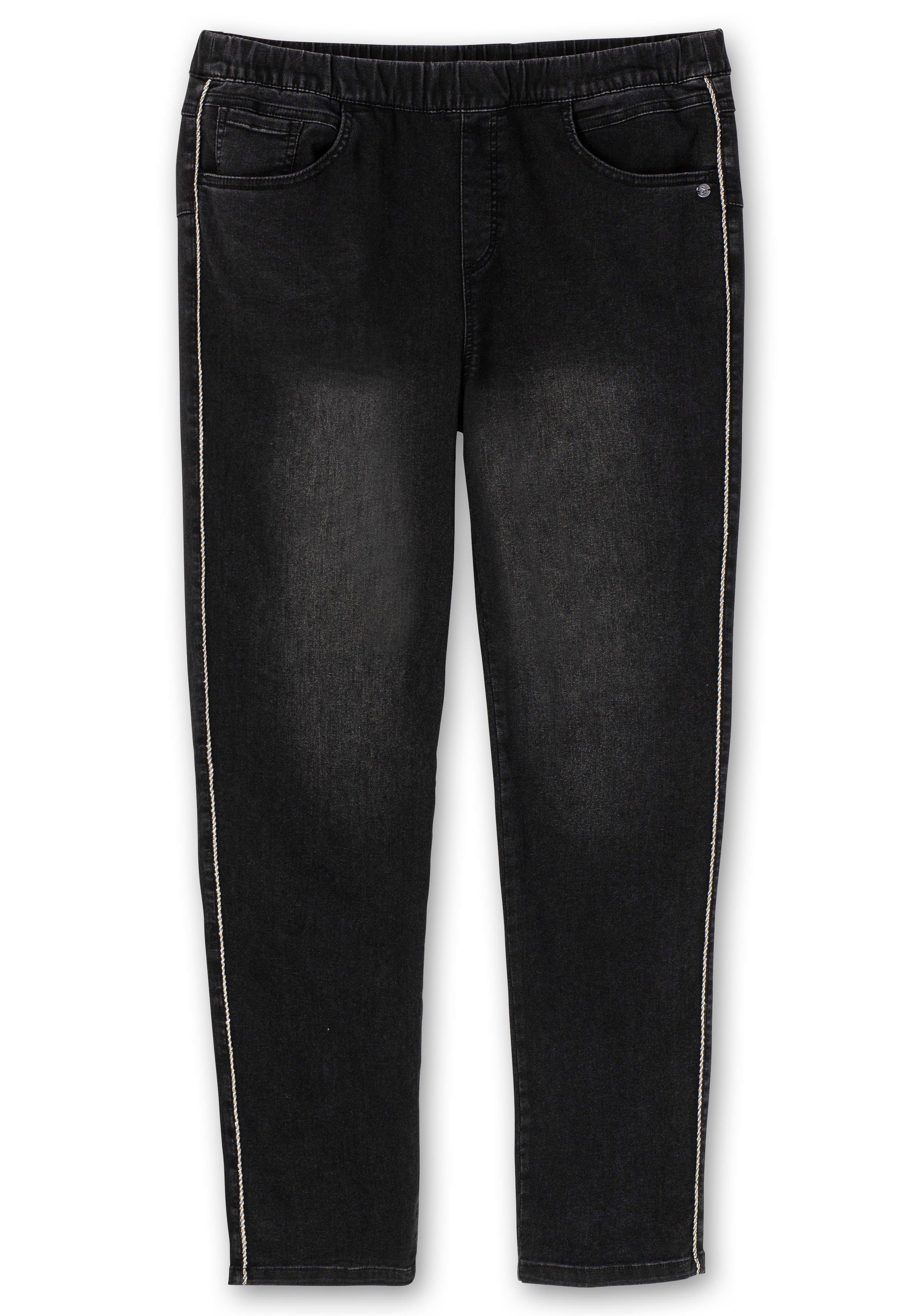 Skinny Jeans mit seitlichen Glitzer-Pipings