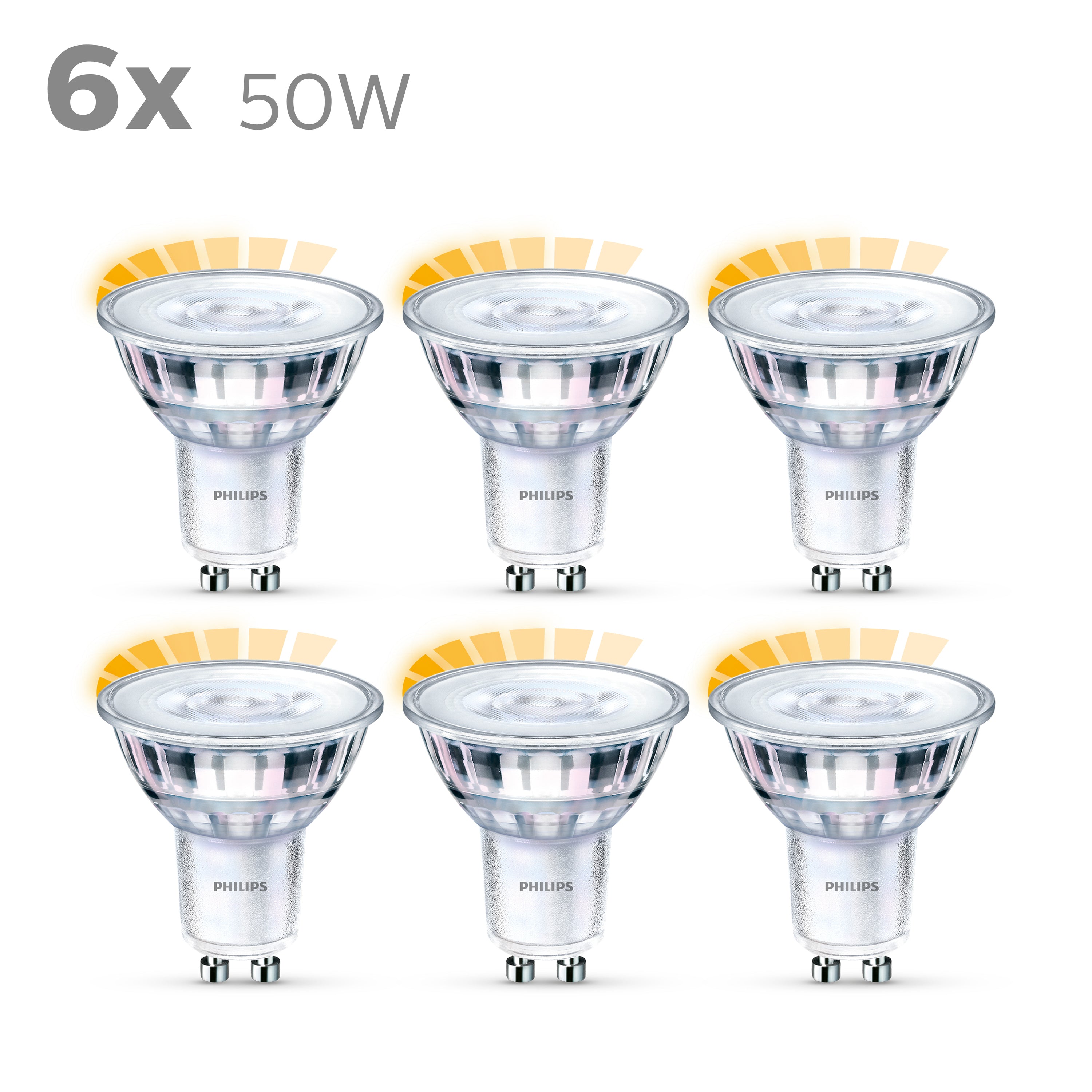 Energiezuinige Philips LED Spot - 50 W - GU10 - Dimbaar warmwit licht - 6 stuks - Bespaar op energiekosten