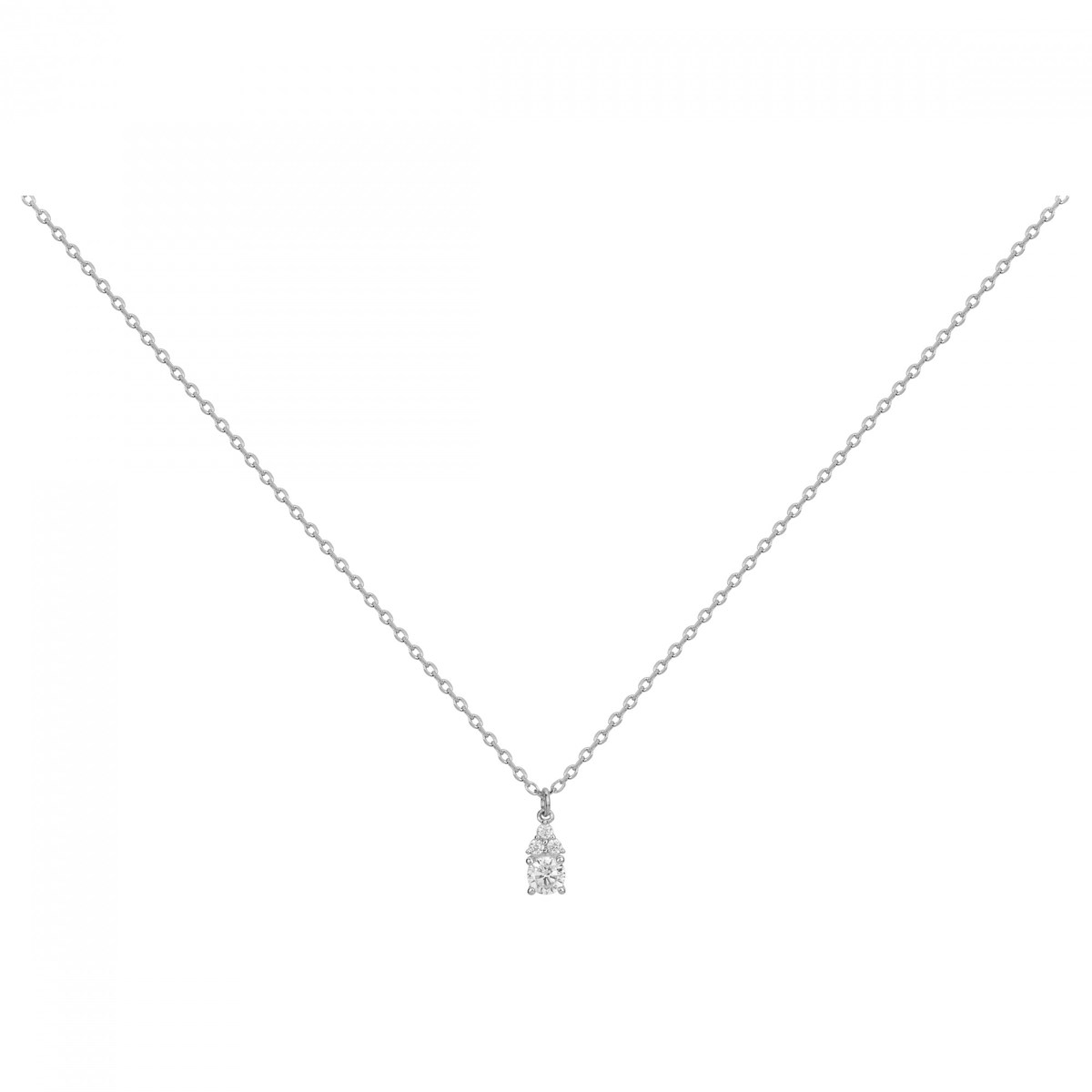 Collier mono-motif en Argent avec oxyde de zirconium blanc