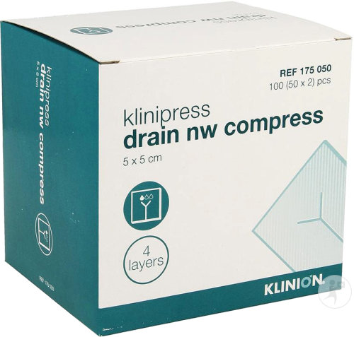 Klinion Klinipress Compresse Non Tissée 4 Couches 5x5cm 100 Pièces (4175050)