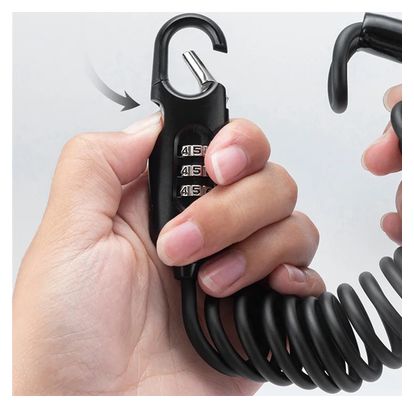 Cadenas à code avec câble à ressort Antivol en acier - noir