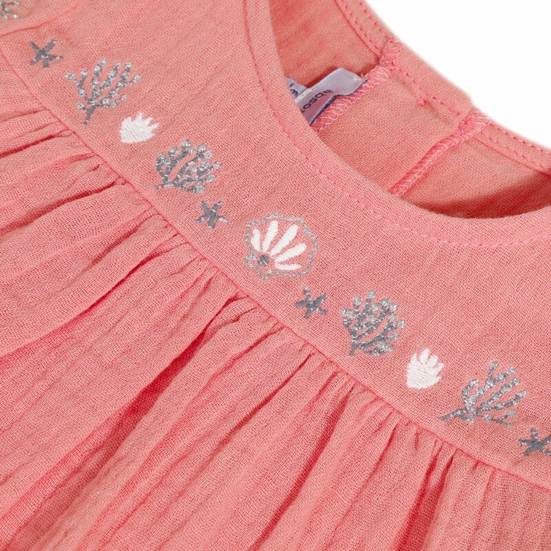 Robe en coton rose brodée de fleurs bébé fille Absorba Aucune nuance