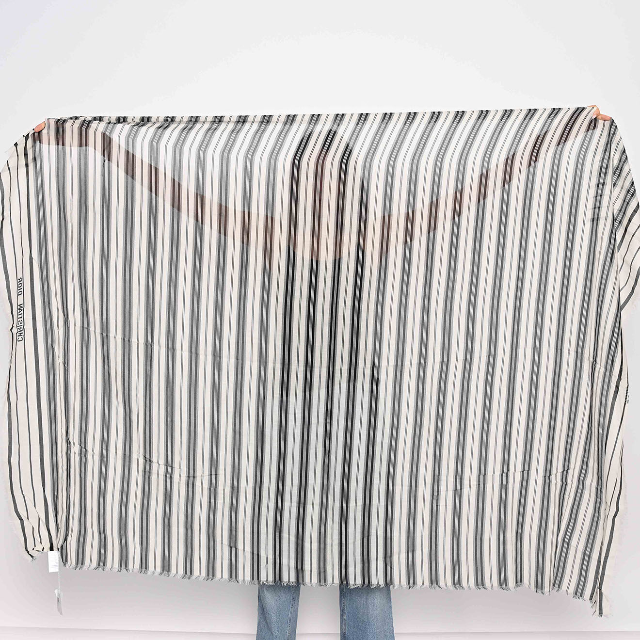 Dior Etole en Coton rayée blanc/noir - Neuf avec étiquette - 180x140 cm
