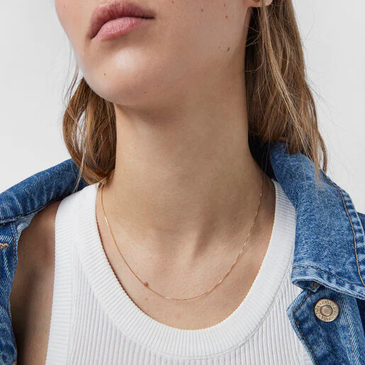 Gargantilha TOUS Chain com cordão fino dourado, 45 cm