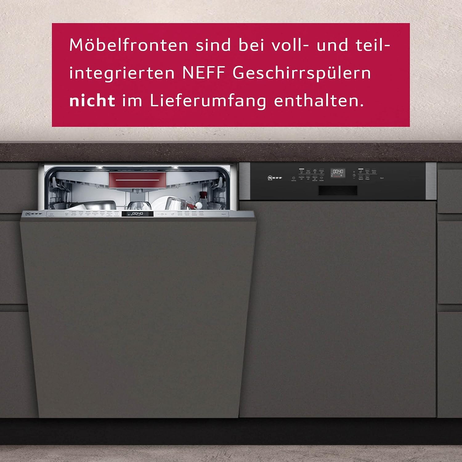 NEFF S157EAX36E N 70 Vollintegrierter Geschirrspüler, 13 Maßgedecke, Edelstahl, 81,5 cm Höhe