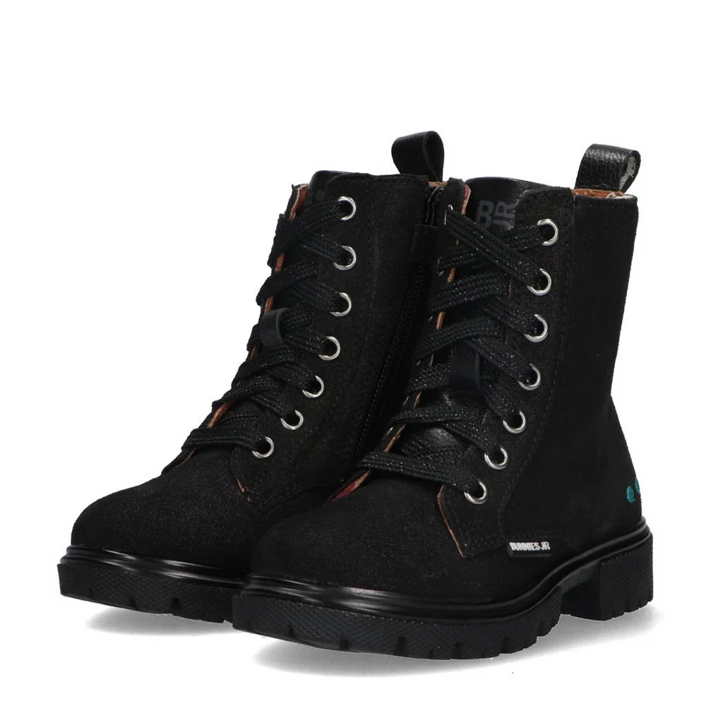 BunniesJR Saar Sterksuède veterboots zwart