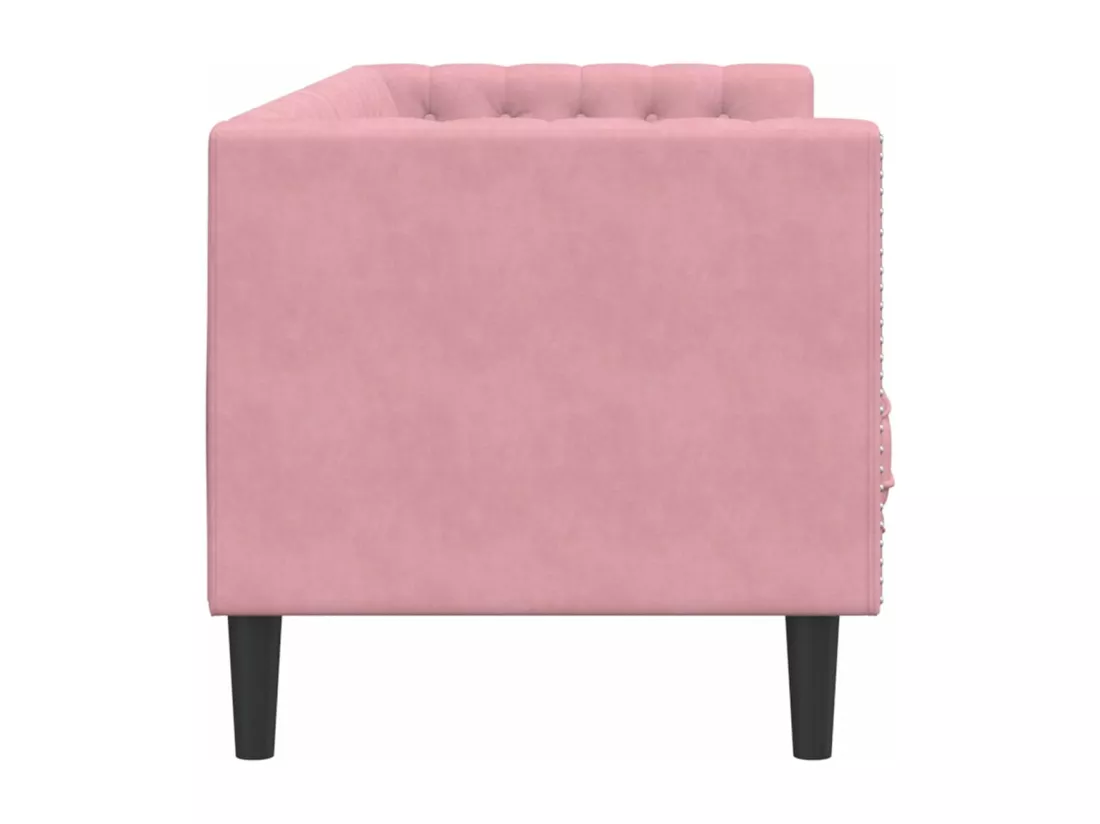 Canapé Chesterfield avec traversins 3 places rose velours