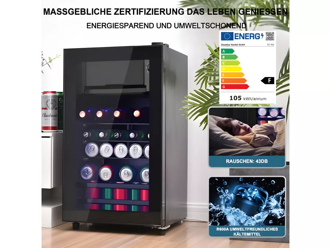 Réfrigérateur 76L - Mini-réfrigérateur avec un volume de 6L pour la partie congélateur et de 70L