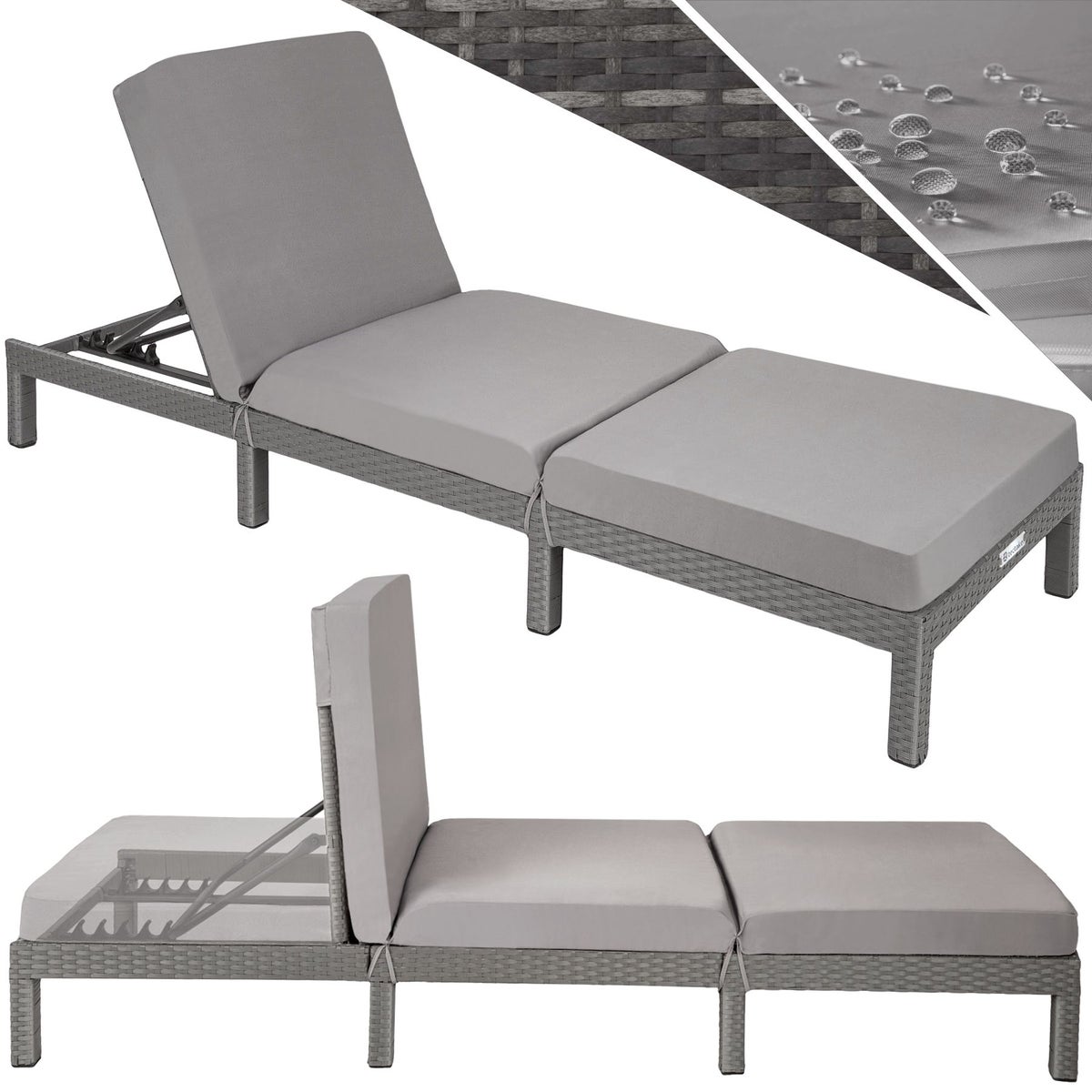 Rotan ligstoel tectake Sofia duurzaam 196 x 66 x 27 cm