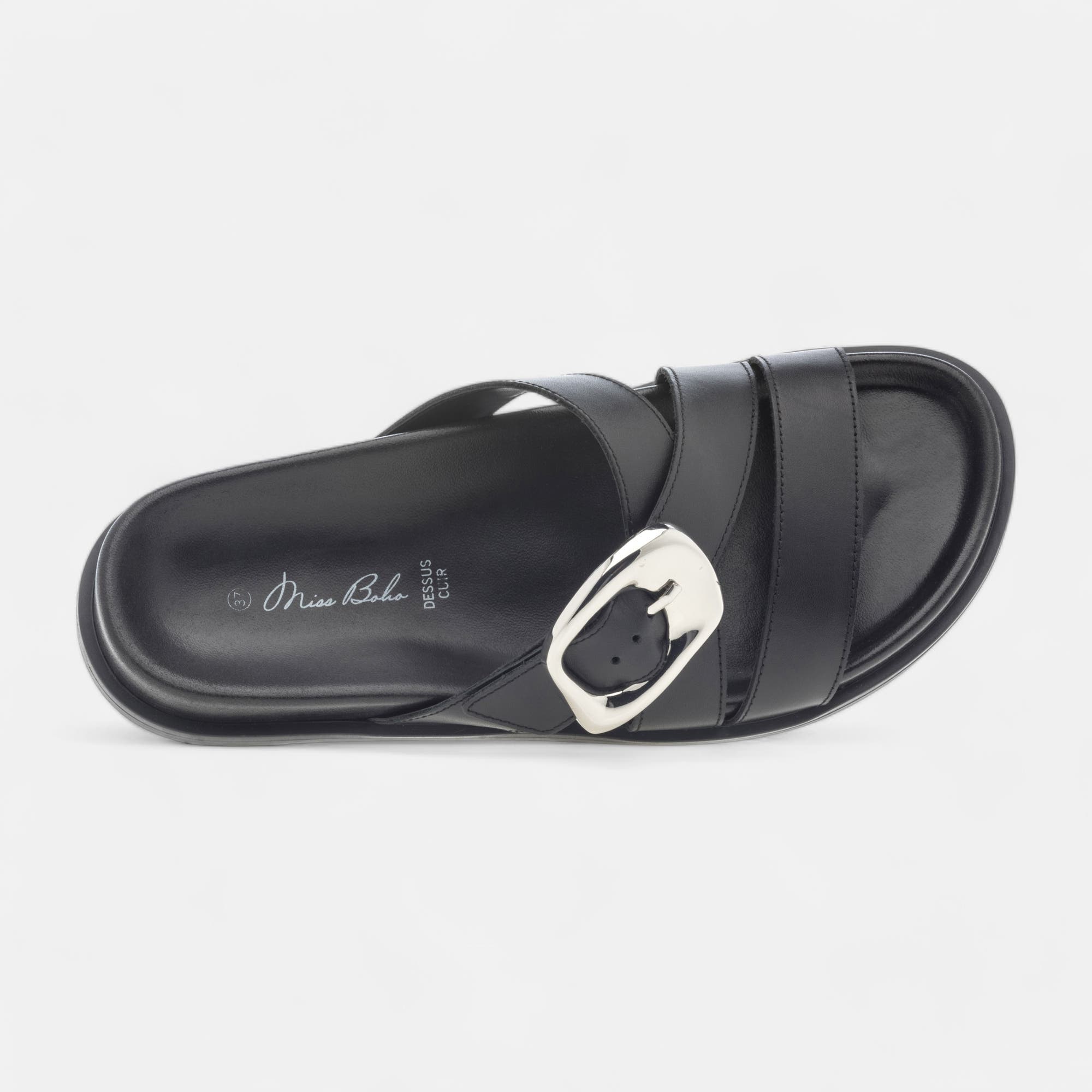 Mules Femme en cuir noir