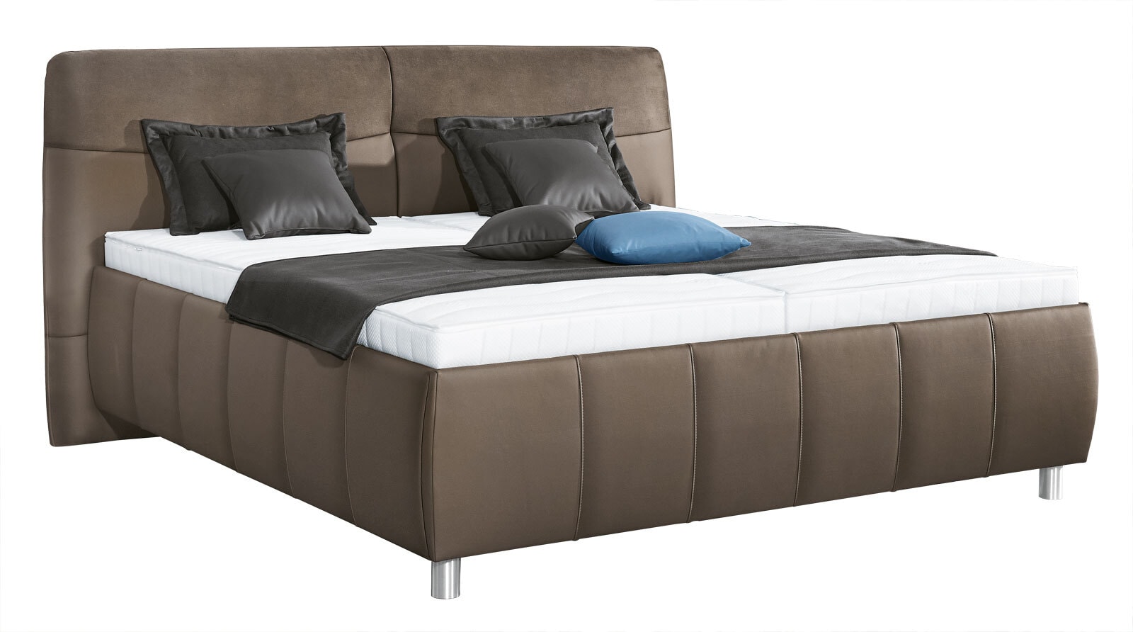 vito Bettgestell PALLAS 200 x 200 cm Lederlook braun-grau
