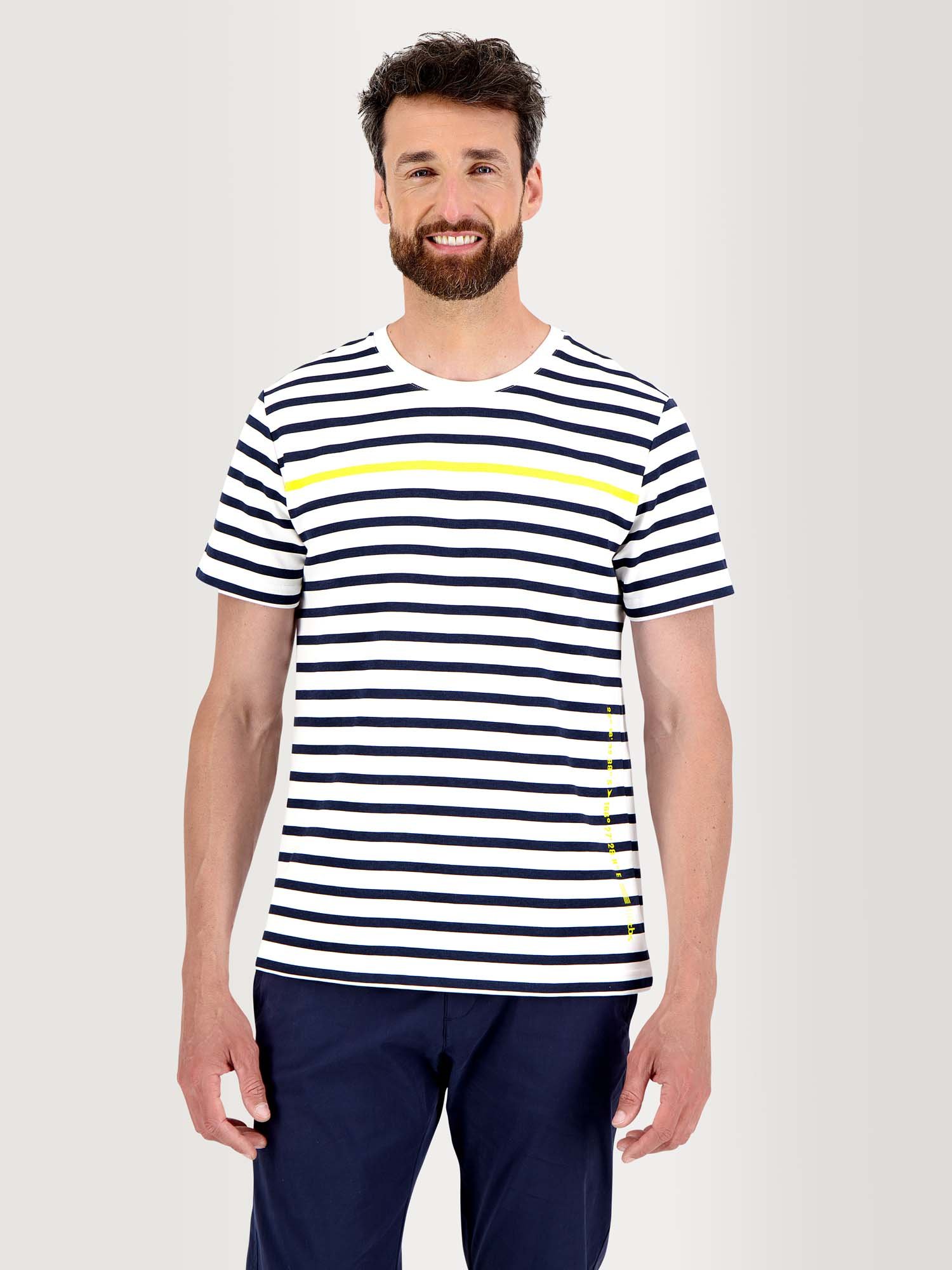 Tee Shirt Homme Marinière Toucher Epais Blanc