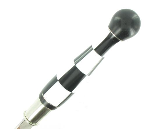 Nontron Virole n° 25 - Boule Damier - MancheEbène et Corian Blanc, insert Aluminium Couteaux de Poche par Nontron