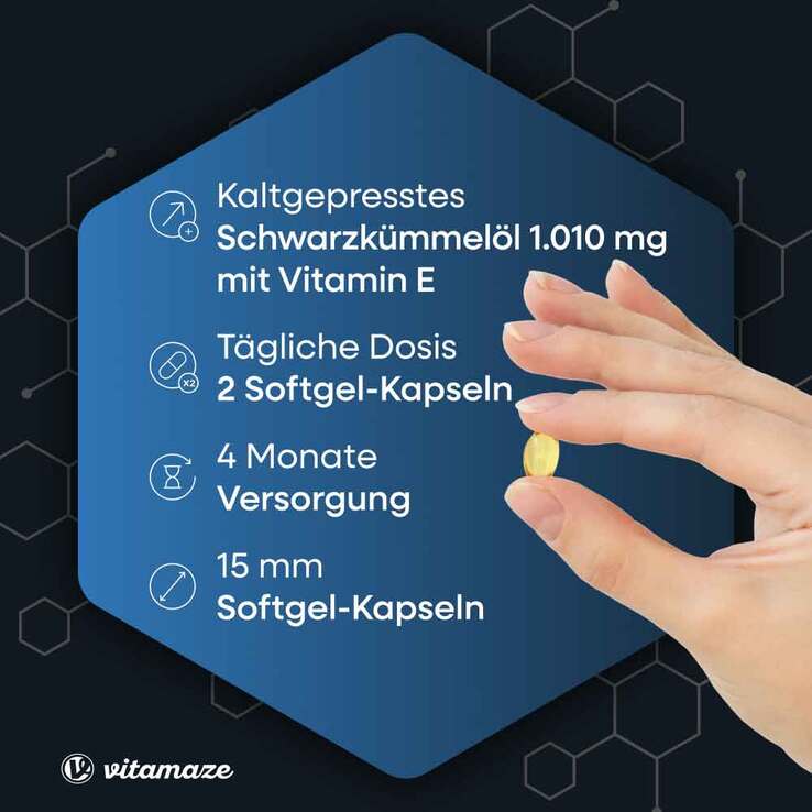 Schwarzkümmelöl Kapseln + Vitamin E, 240 St