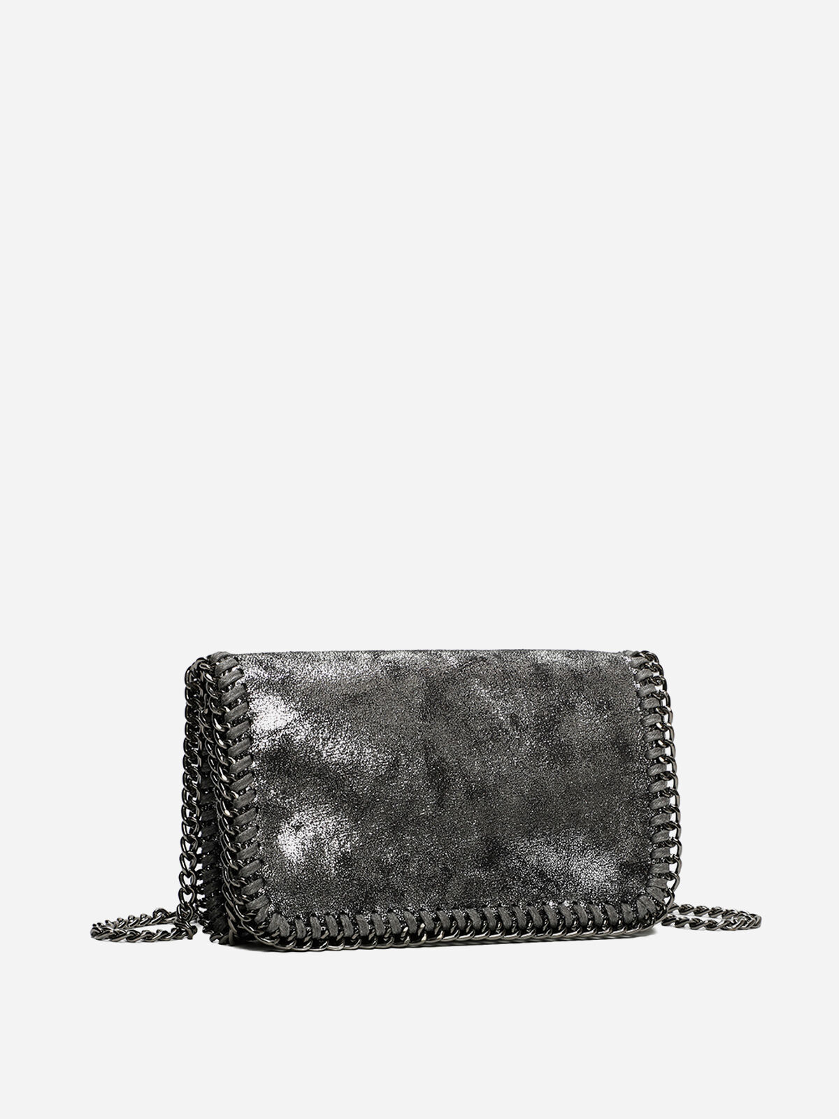 Pochette texturée à maillons- Argenté