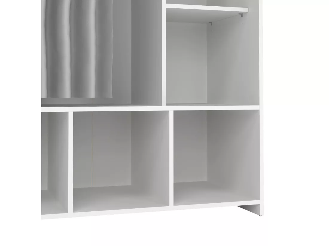 Grande Garde-robe Dseverin, Meubles de chambre, Penderie de plain-pied, Placard à vêtements, 105x48 h180 cm, Blanc et gris