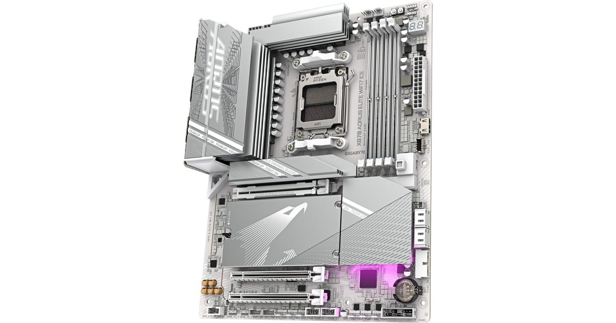 GIGABYTEX870 AORUS ELITE WIFI7 ICE socket AM5 moederbord  (Zilver, RAID, 2,5Gb-LAN, Wi-Fi 7, BT, Sound, ATX)