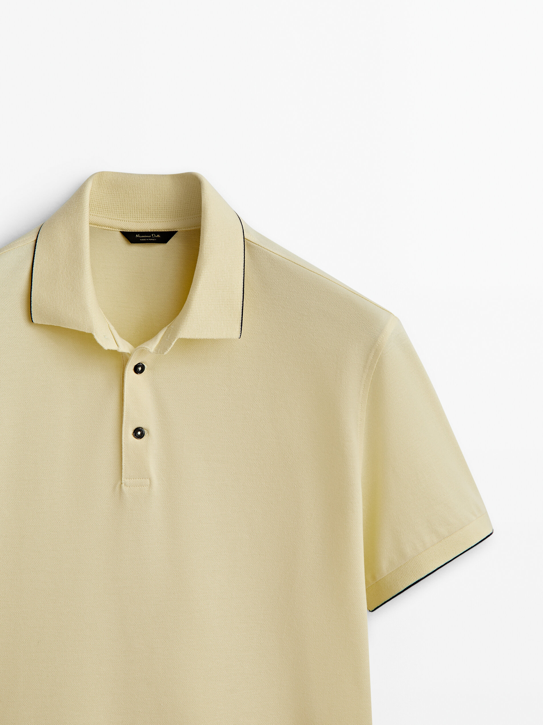 Polo piqué 100% algodão contraste - AMARELO