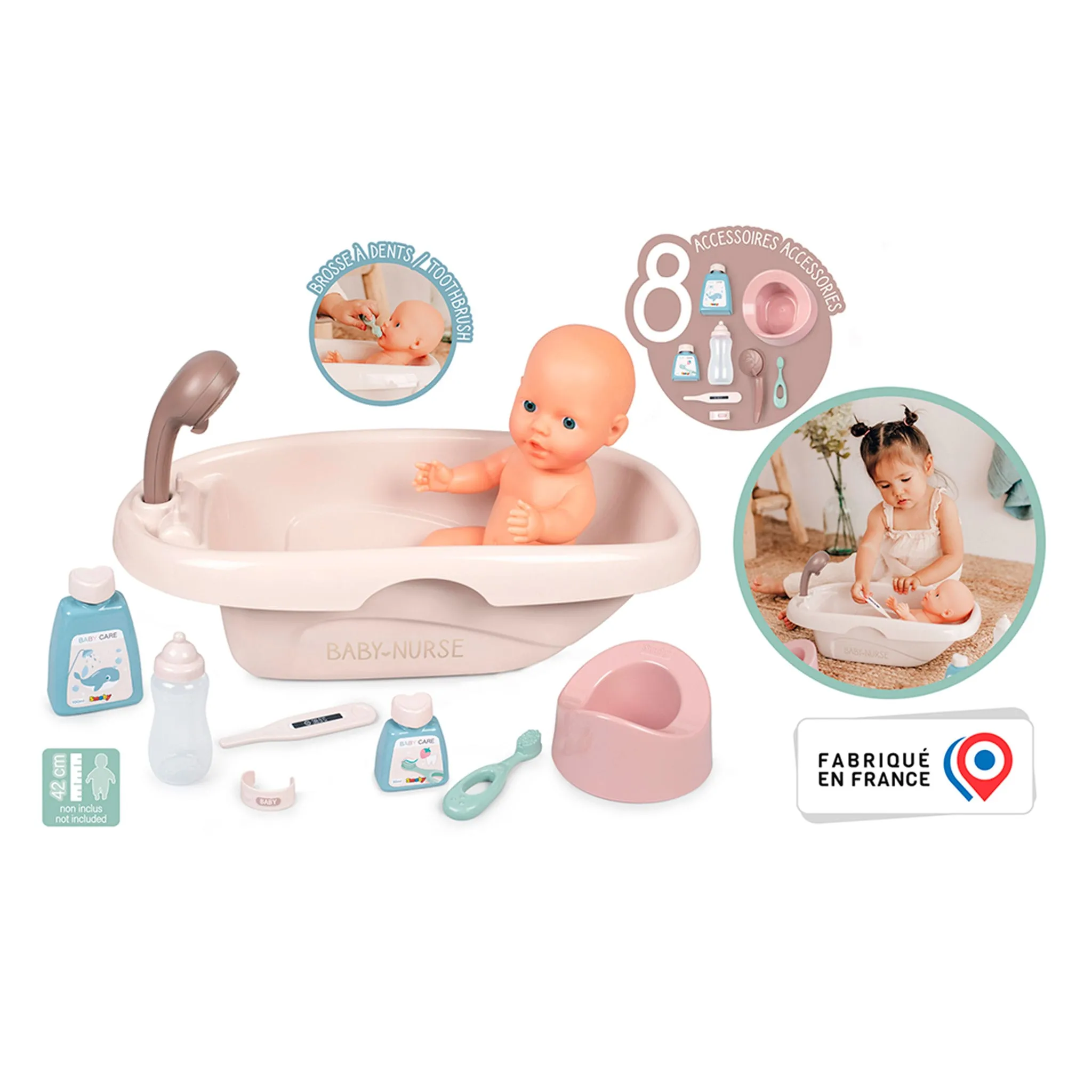 Smoby Baignoire et Accessoires pour Poupée (poupée non-incluse)