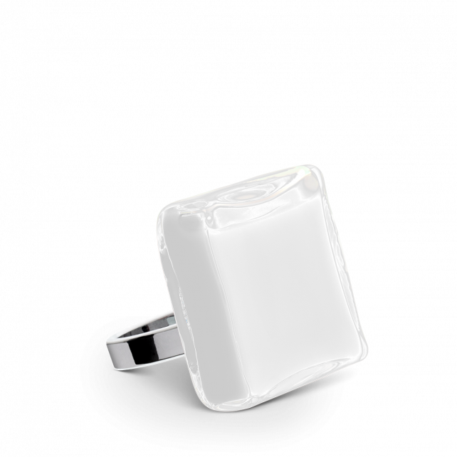 Bague en verre soufflé - Carré Mini Milk