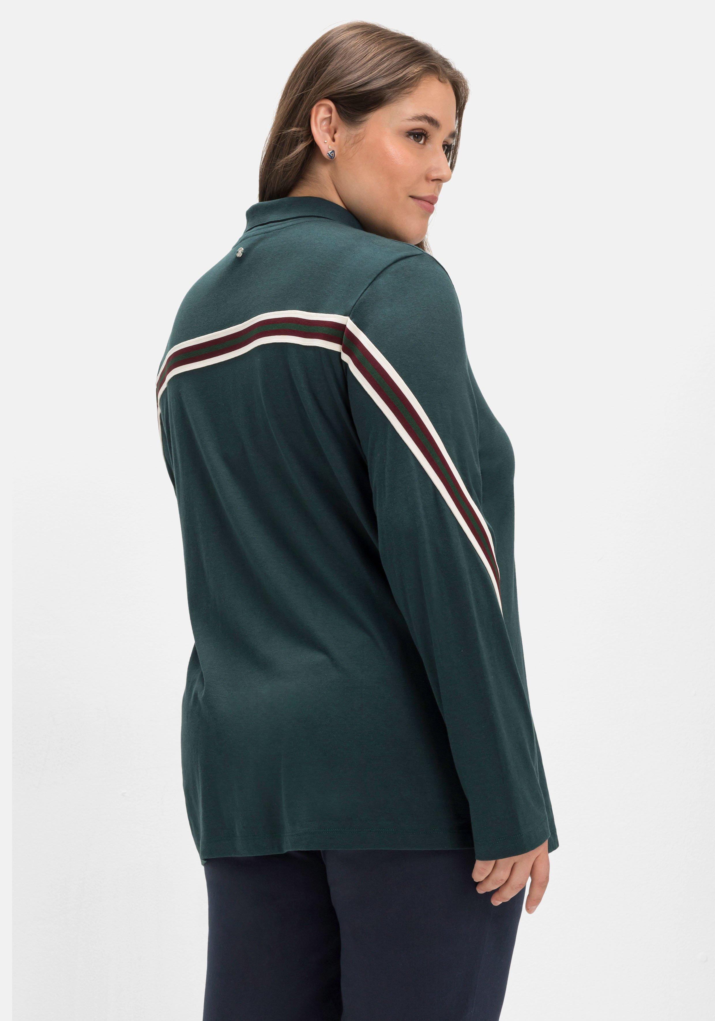 Langarmshirt mit Troyerkragen und Kontrastdetails