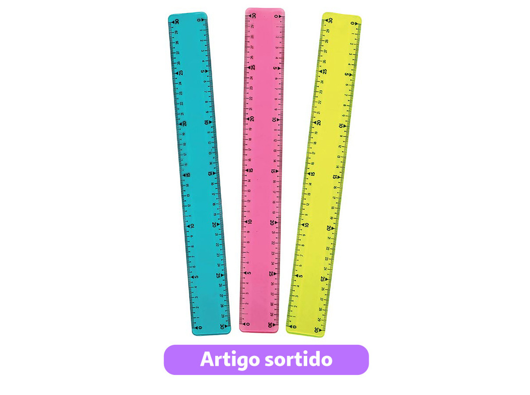 RÉGUA FLEXÍVEL AUCHAN 30CM CORES SORTIDAS